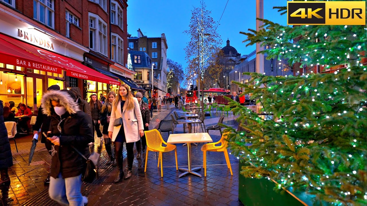 🎄London Christmas in Posh South Kensington-2021⛸Skating and Christmas Lights [4K HDR]