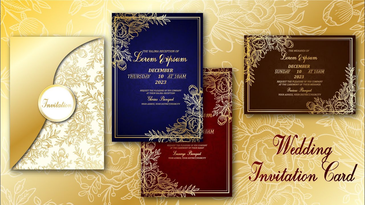 Wedding Invitations cards design in Adobe illustrator #weddinginvitation