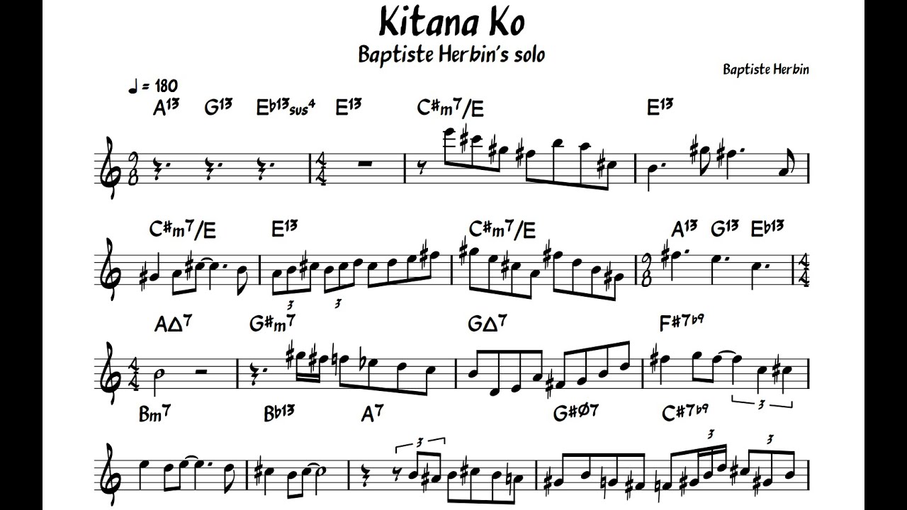 Kitana Ko - Baptiste Herbin - Eb Alto Saxophone Transcription