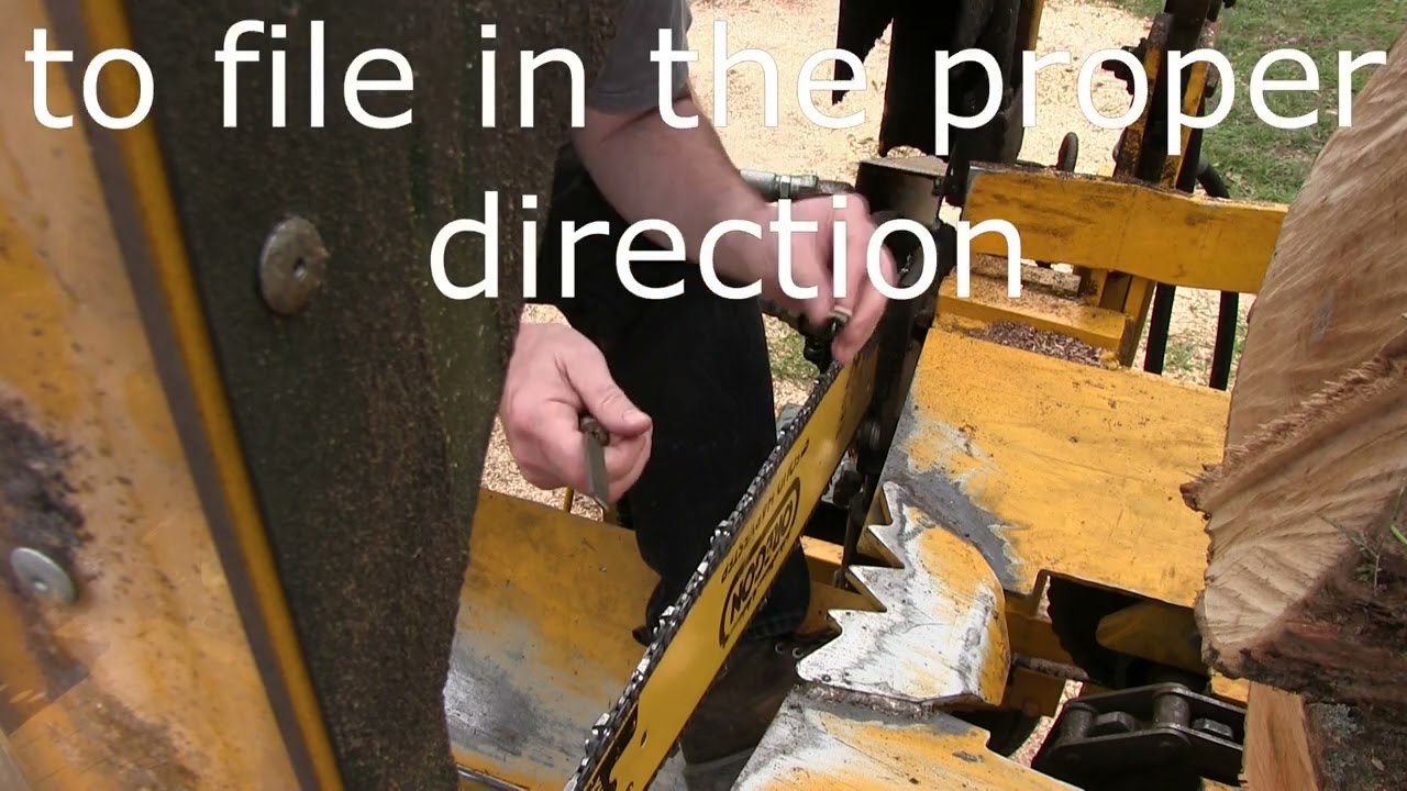 How to sharpen a harvester chain on a Cord King firewood processor - #019