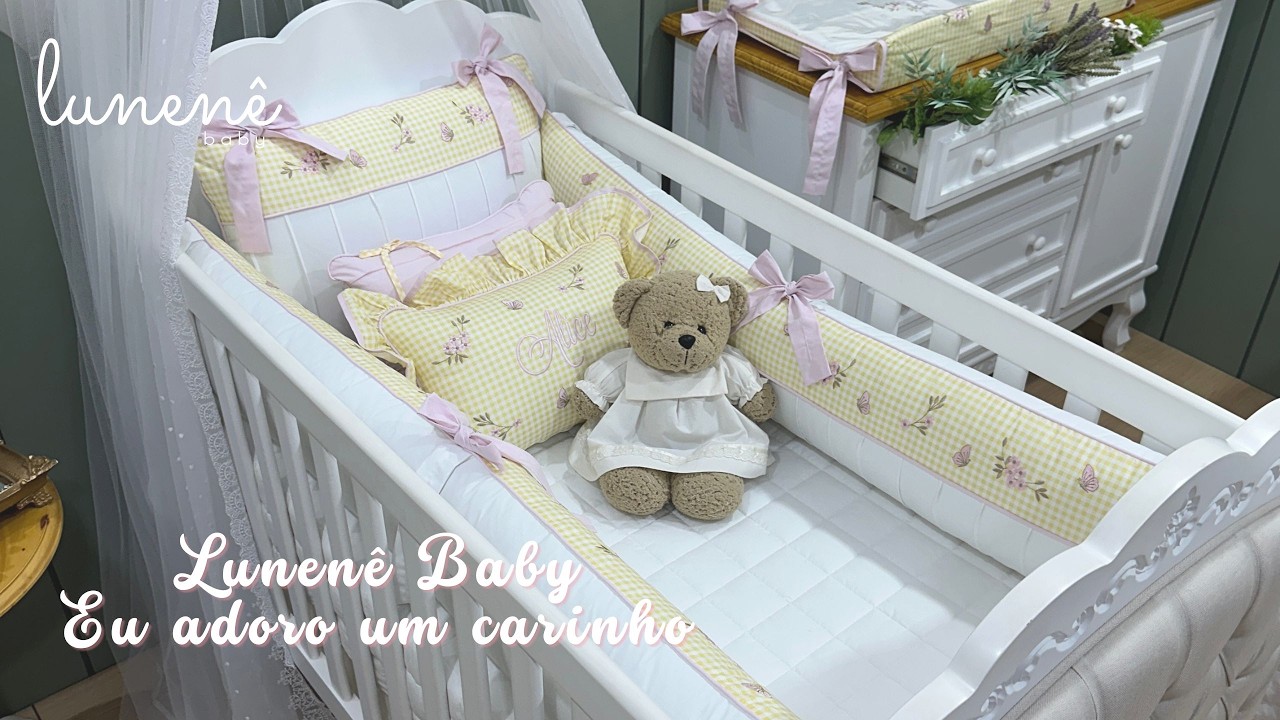 Enxoval de Berço Jardim Encantado Xadrez Amarelo 4556