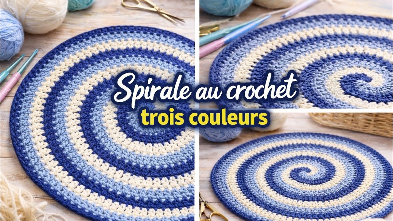 Spirale au crochet 3 couleurs facile 🧶 Tutoriel pas à pas pour un cercle parfait