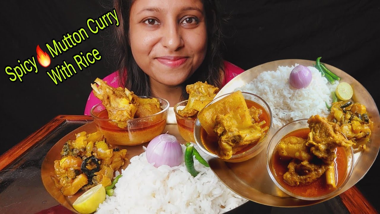 Eating Show - Rice With Spicy🔥Mutton Curry|#mukbang #food #youtubeshorts|mutton eating show