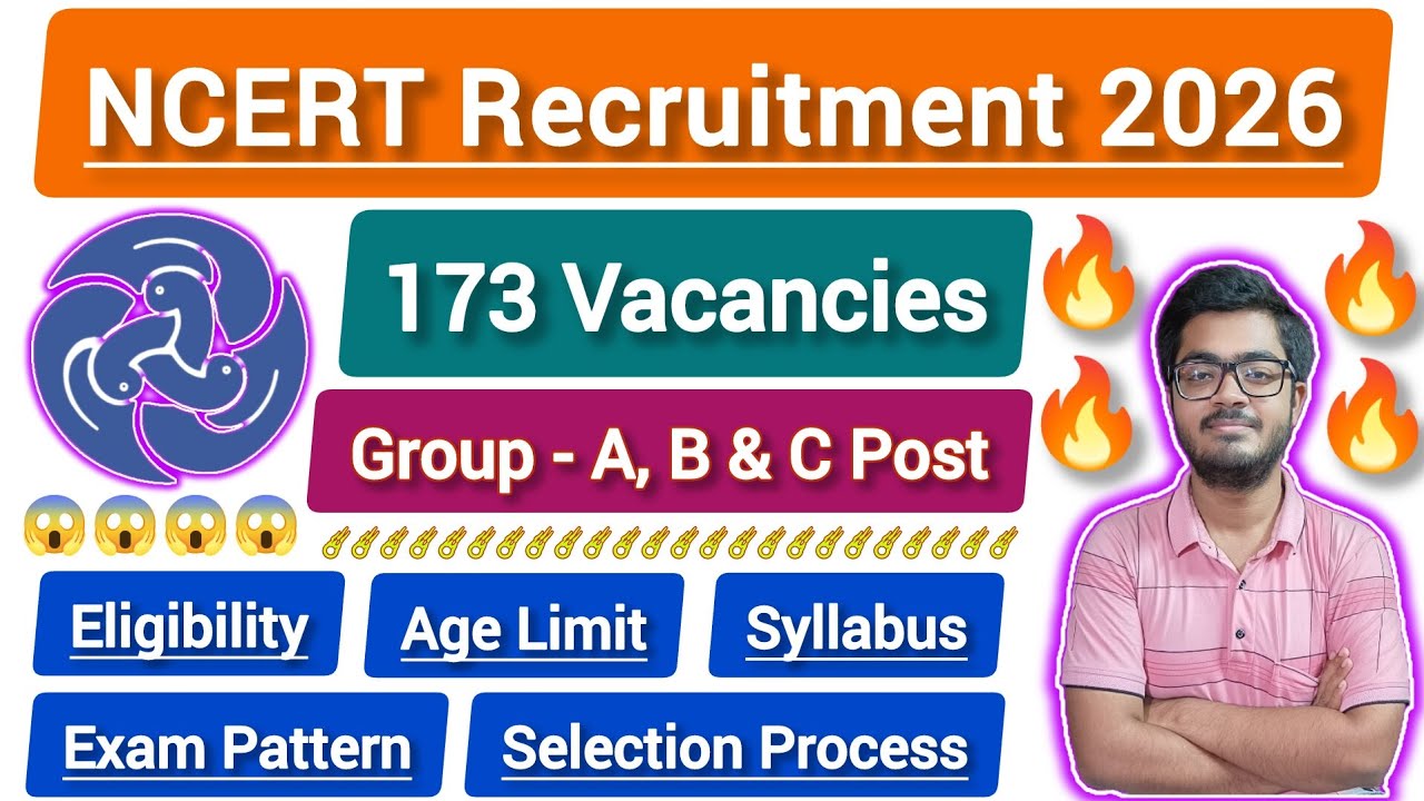 NCERT Non-Teaching Recruitment 2026 || 173 Group A-B-C Posts || 10th/12th/Graduate Govt Jobs ||
