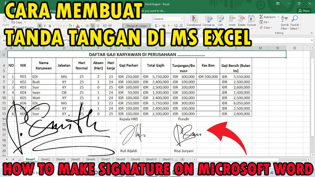 Cara Membuat Tanda Tangan di Microsoft Excel