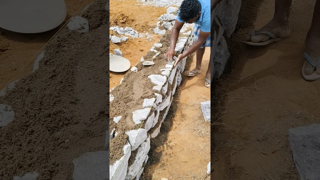 Natural stone foundation 👍 #shorts #shortsfeed #construction #naturalstone #basement