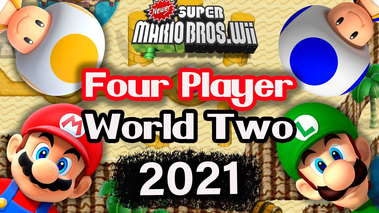 Newer Super Mario Bros. Wii – 100% Multiplayer (4 Players) World 2 | 2021