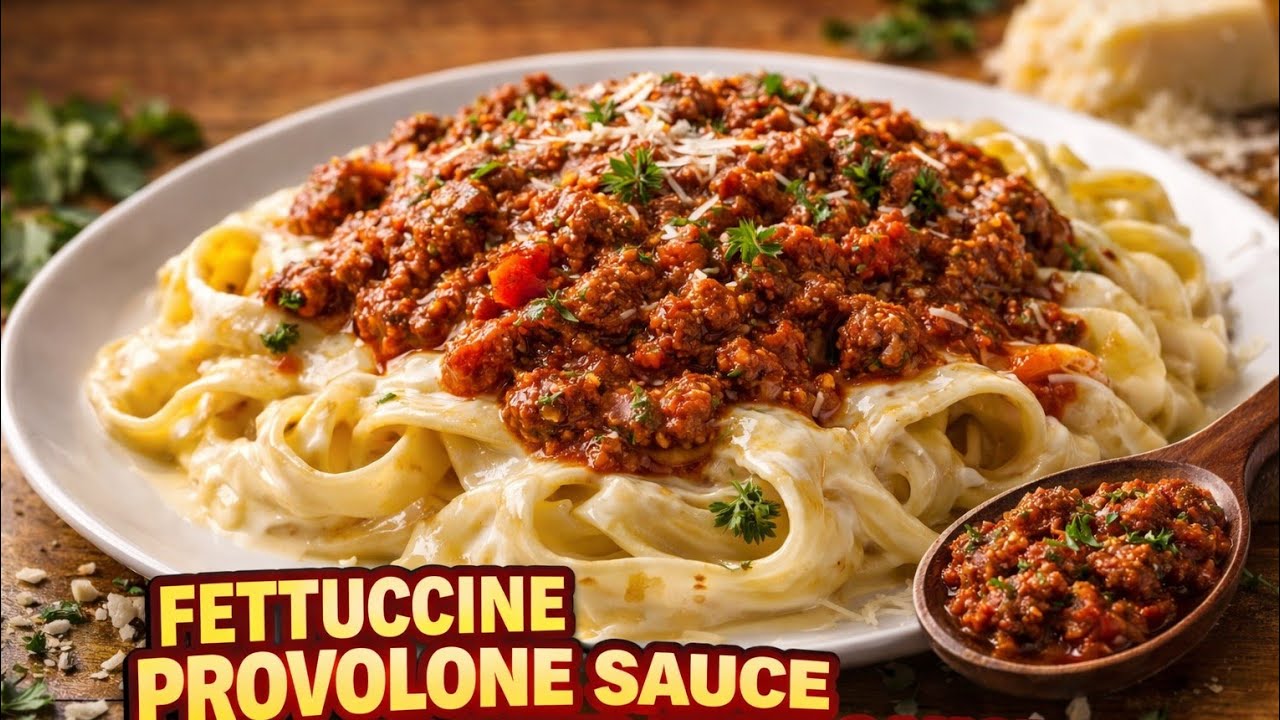 Homemade Spicy Beef Fettuccine with Creamy Provolone Sauce | Easy Pasta Recipe🍝🥢🔥