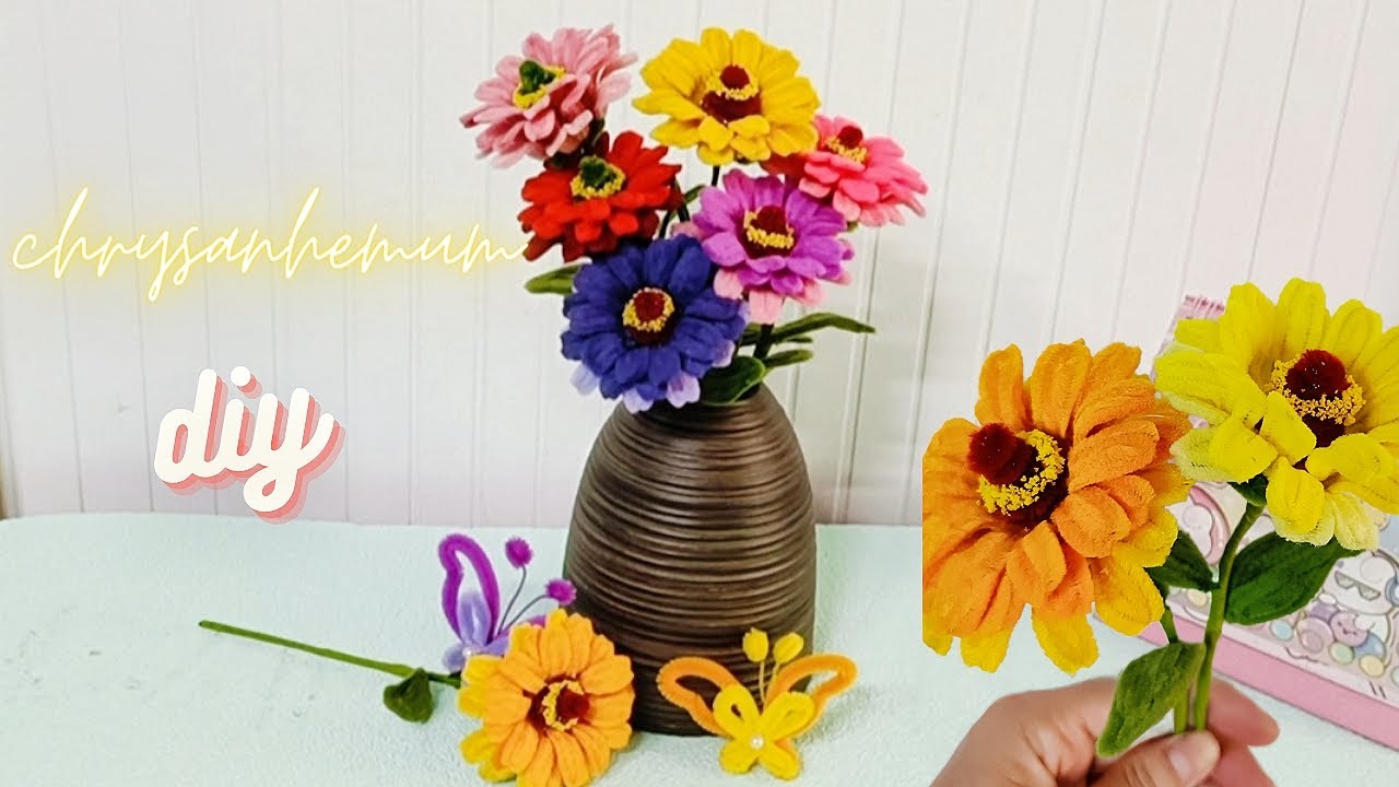 Chrysanthemum DIY - How to make Chrysanthemum with pipe cleaners- KESA DIY