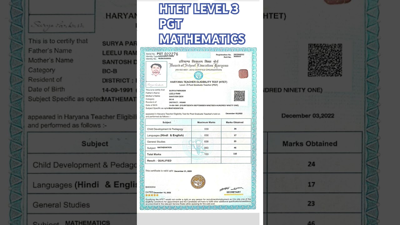 HTET PGT MATHEMATICS