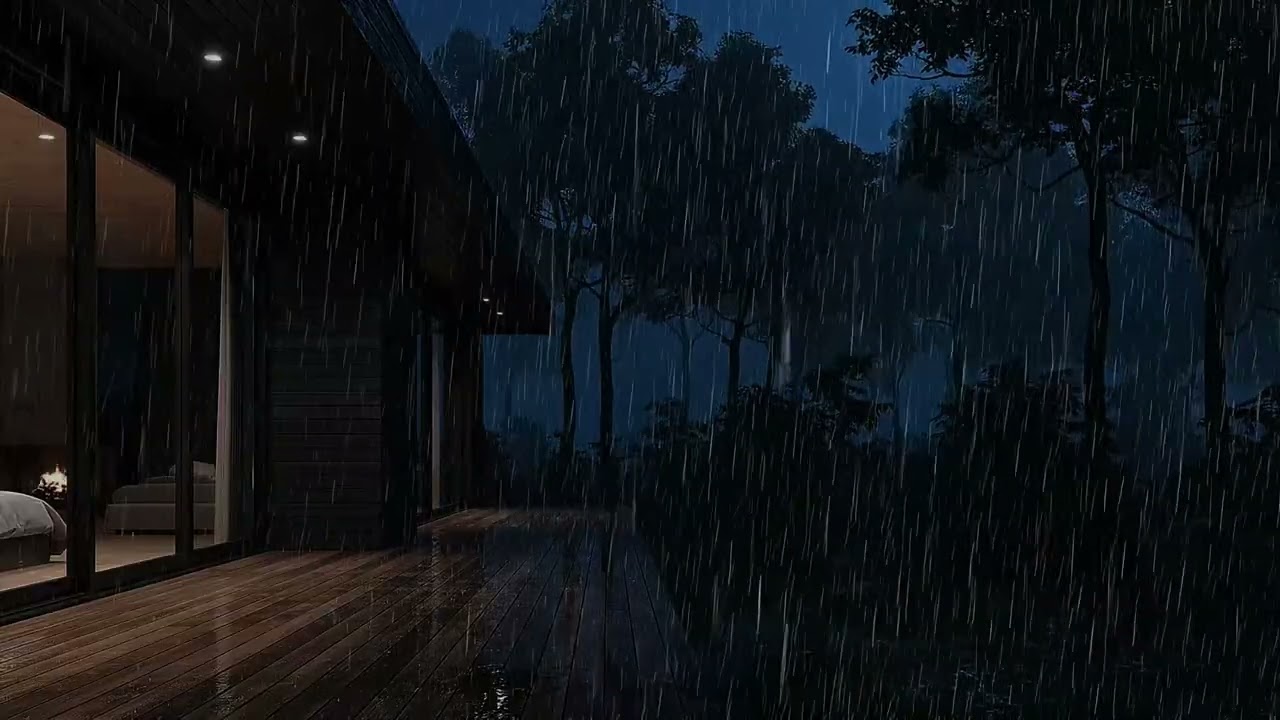 `Rainy Night in a Blackwood Forest Room | Deep Sleep & Relaxation [No Music]