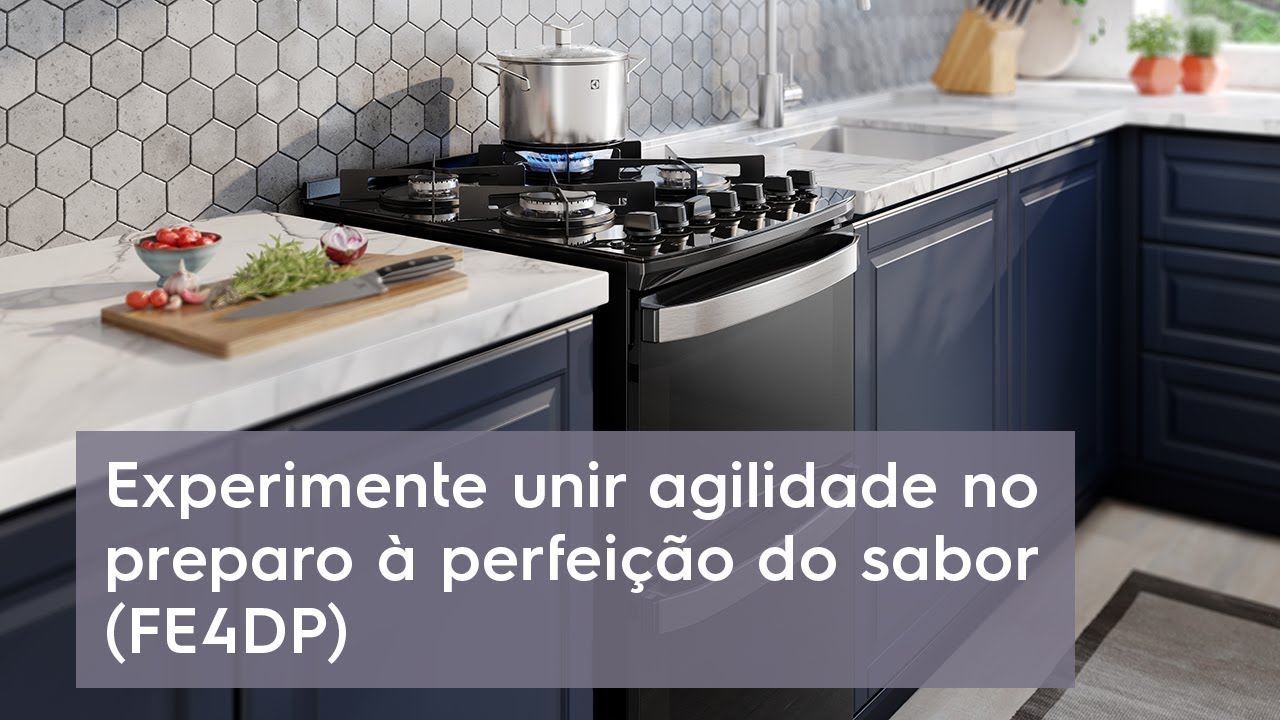 Fog&atilde;o Electrolux 4 Bocas Experience Preto com Duplo Forno (FE4DP)