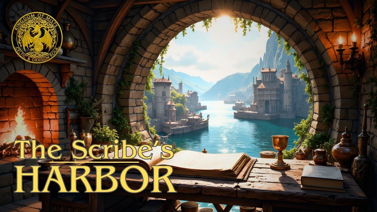 The Scribe's Harbor | Medieval Celtic Music & Fireplace Ambience for Study