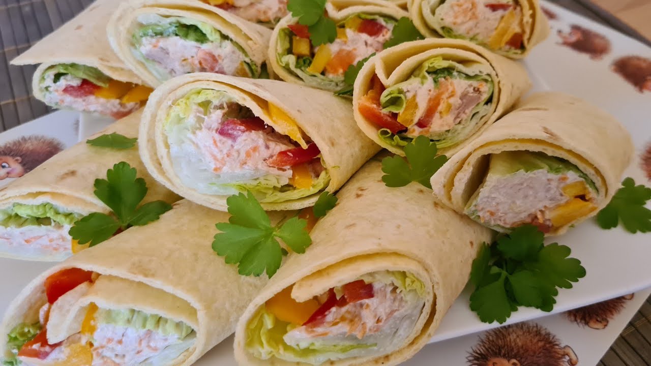 Leckere und gesunde Wraps mit Frischkäse und Thunfisch.