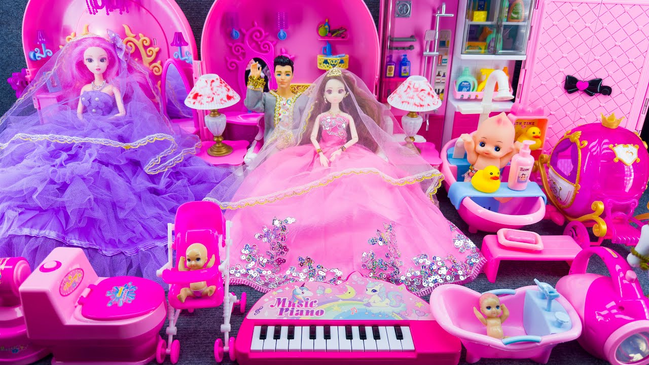 20 Minutes Satisfying Unboxing Royal Barbie Princess Bedroom and Wedding Dress Up｜Review Toys