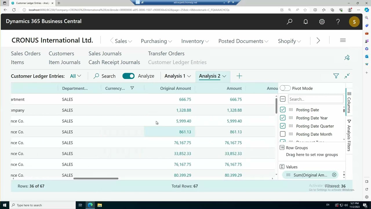 Business Central - Analyse Mode