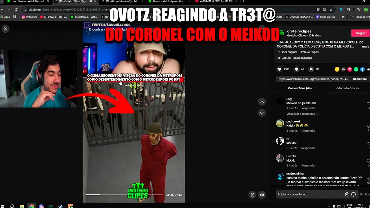 OVOTZ REAGINDO A TR3T@ DO CORONEL COM O MEIKOD