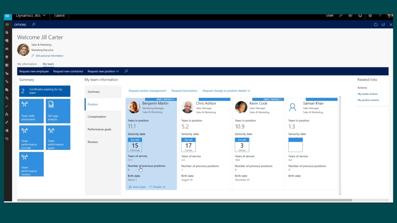 Dynamics 365 for Talent - Employee and Manager Self Service