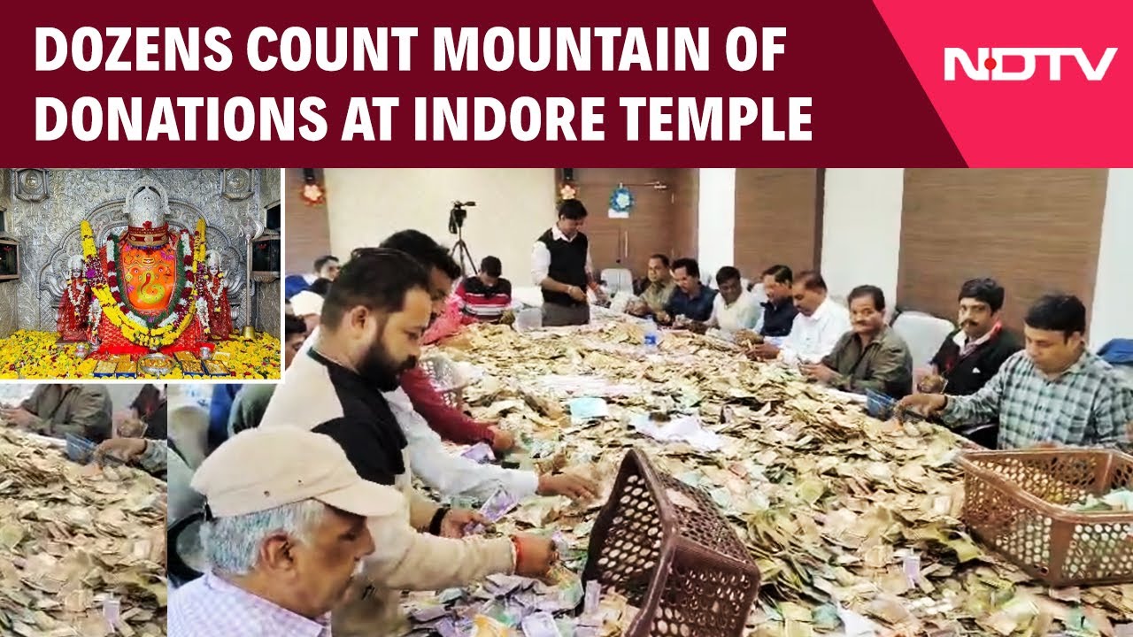 Madhya Pradesh News | Dozens Count Mountain of Donations At Khajrana Ganesh Temple in Indore