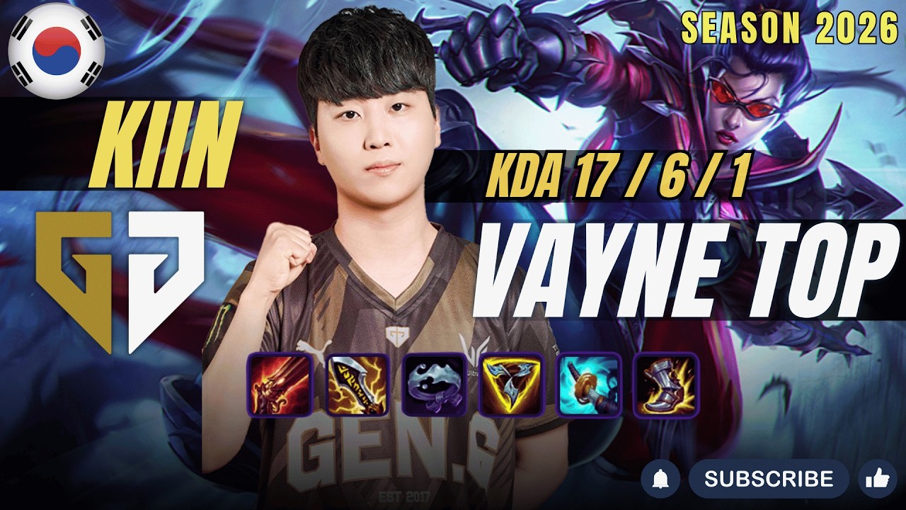 GEN Kiin VAYNE TOP is UNSTOPPABLE! 🏹 1v9 Carry - Patch 26.3 KR Ranked | lolrec