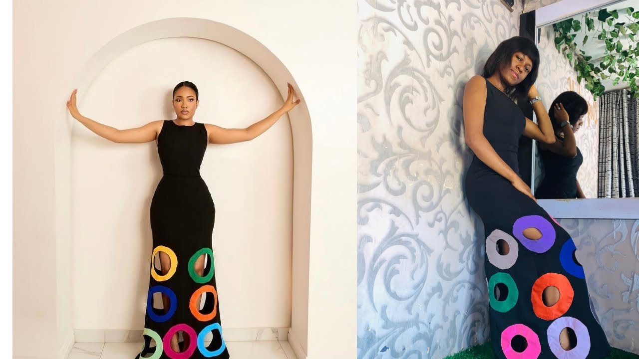 How to make a multiple colour keyhole design on a dress