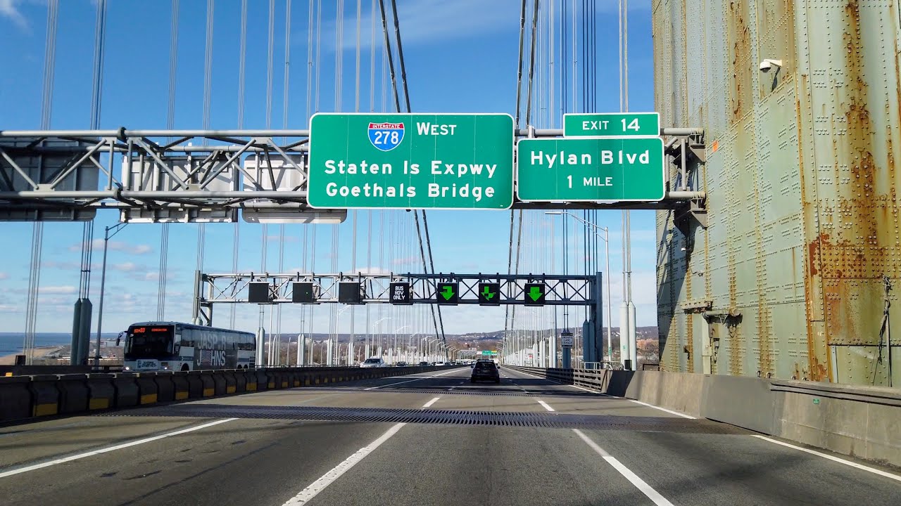 Driving from Brooklyn to Newark Airport (EWR), across Staten Island on I-278