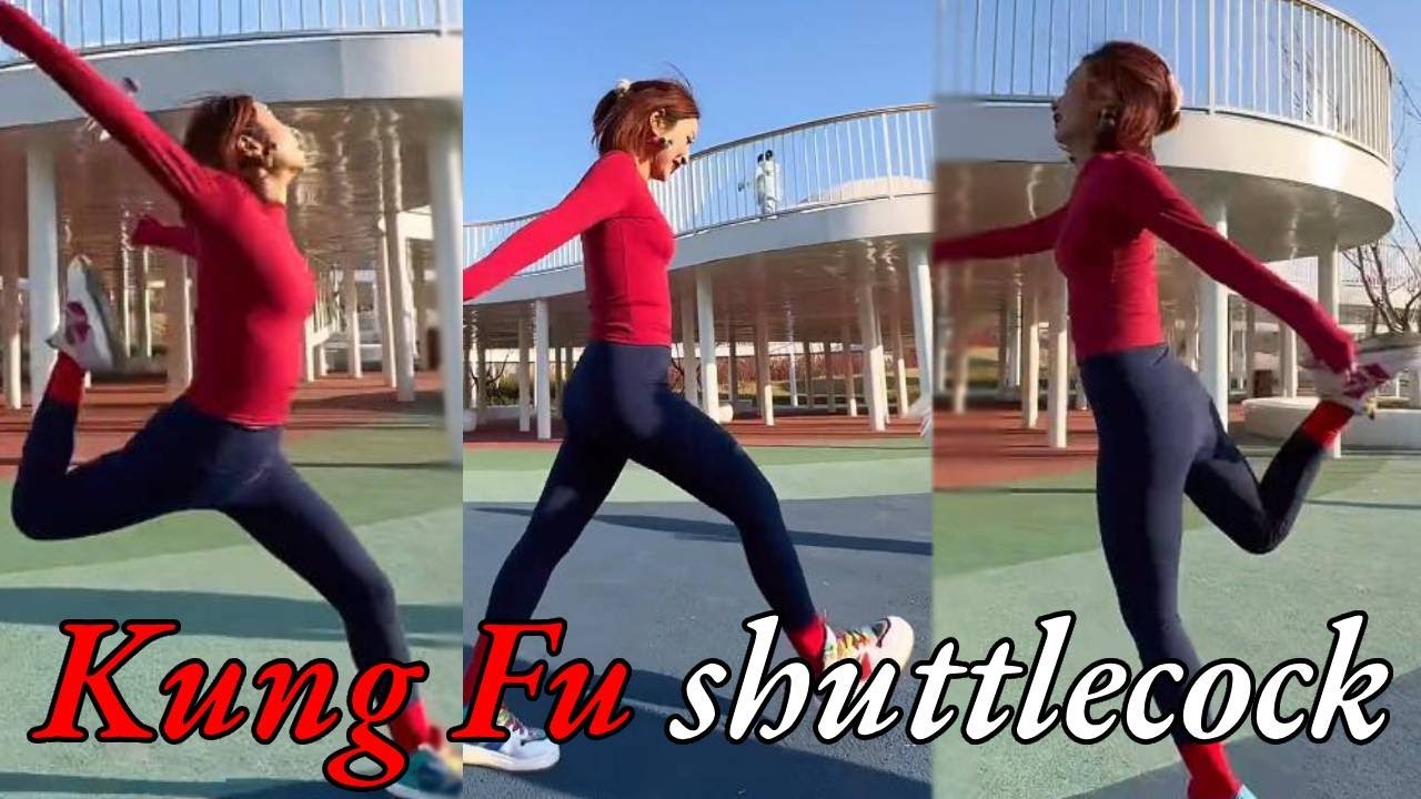 Exercise and use Chinese Kung Fu to kick shuttlecock #kickshuttlecock