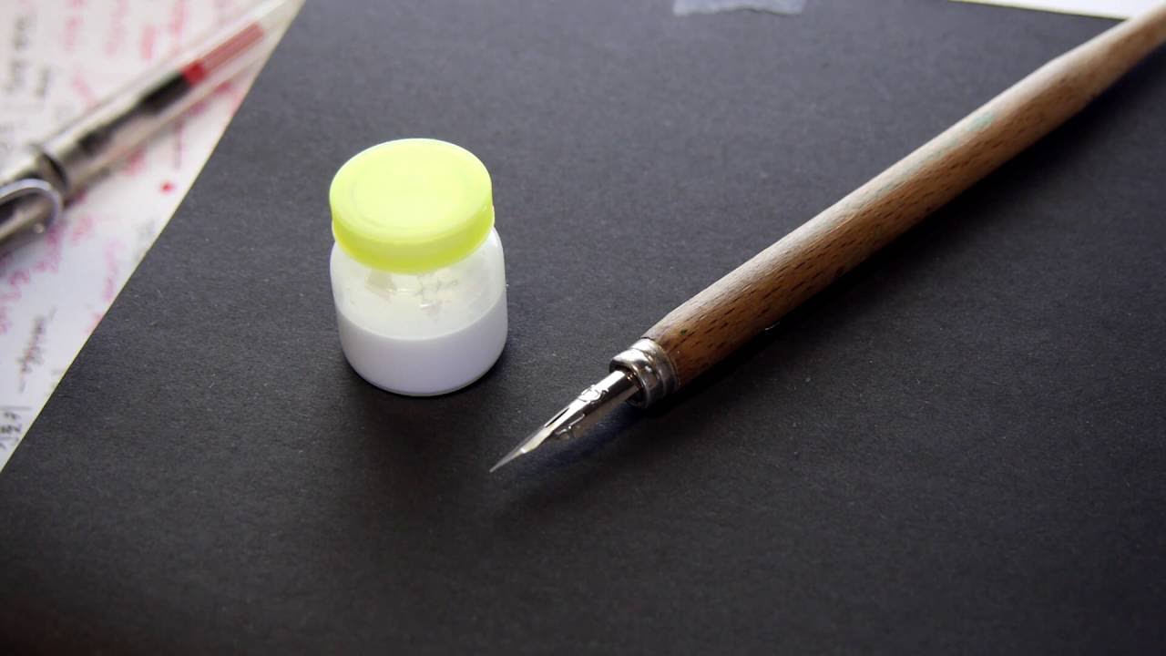 ASMR 검은종이에 하얀잉크로 영문 필기체 연습  -딥펜의 매력 pen sound