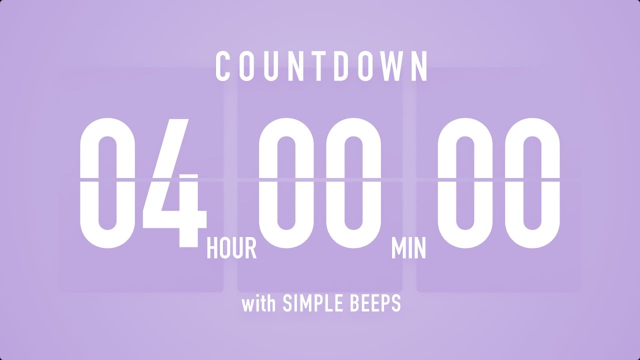 4 Hour Countdown Timer ⏳ Flip Clock with Bell Alerts 💜🔔