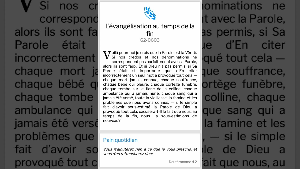 l'&eacute;vang&eacute;lisation au temps de la fin.