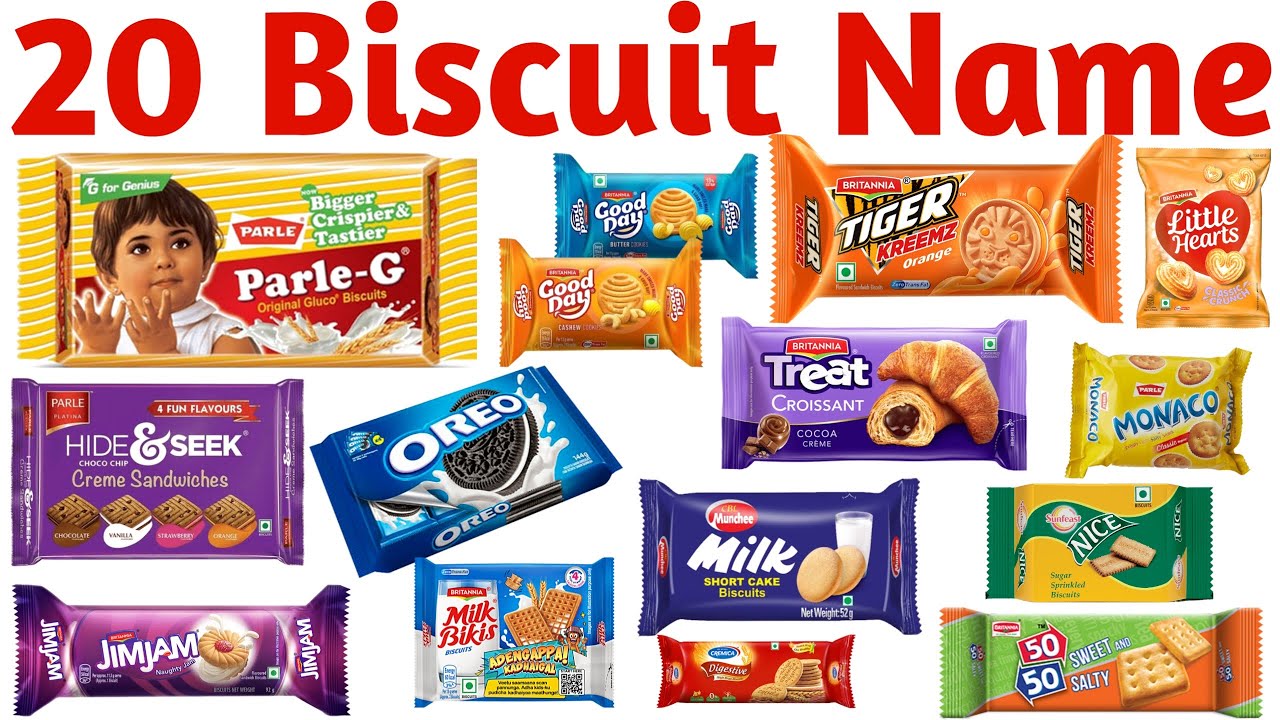 20 बिस्कुट के नाम | Learn 20 Biscuit Names in English with Pictures and Sounds for Kids