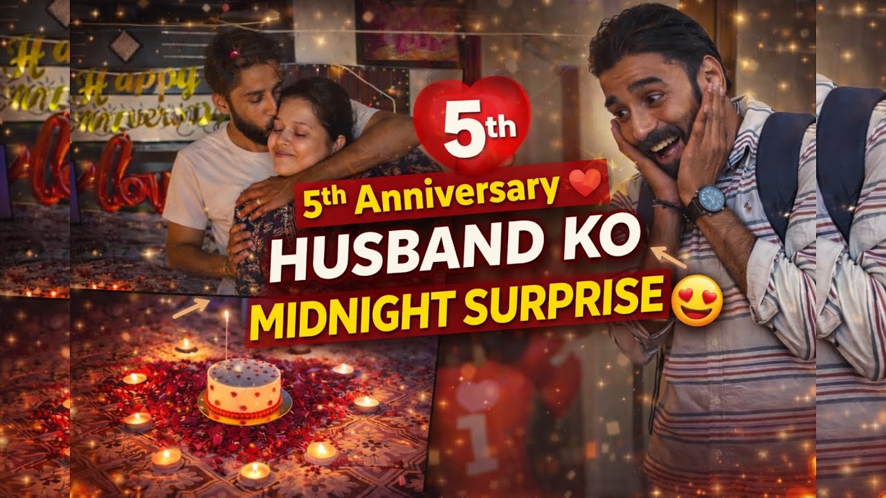 5th Anniversary ❤️ Husband ko diya Midnight Surprise | Emotional Reaction😍 #dailyvlog @vaishus_life 
