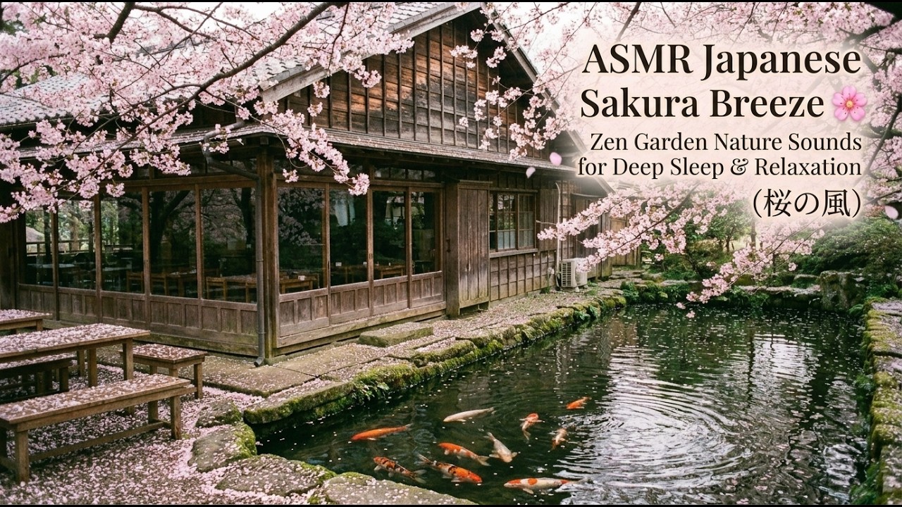 ASMR Japanese Sakura Breeze 🌸 Zen Garden Nature Sounds for Deep Sleep & Relaxation (桜の風)