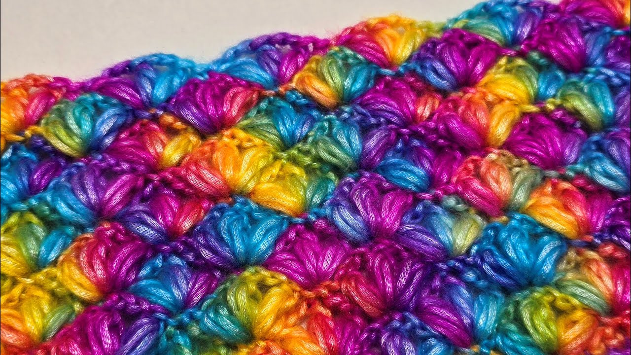 Crochet Lotus Stitch Great For Blankets and More - Easy One Row Repeat
