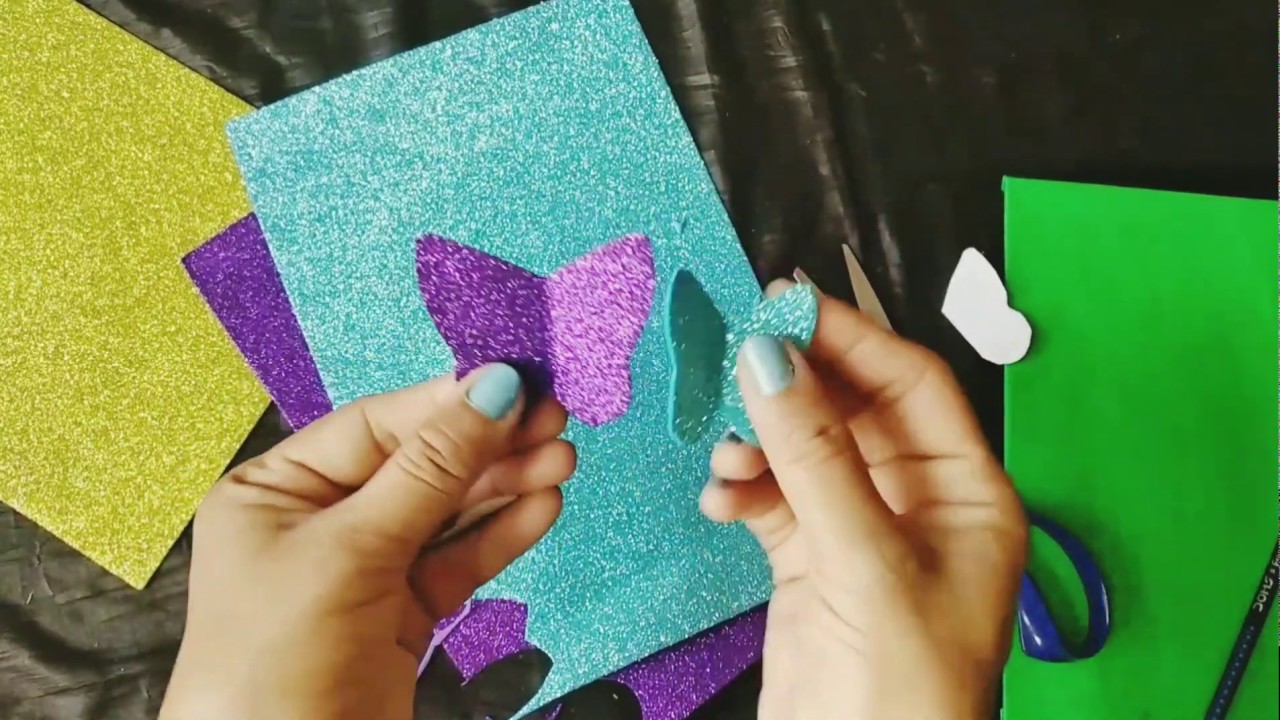 How To make Glitter Sheet Butterfly/Paper Flower Decoration #diy #craft