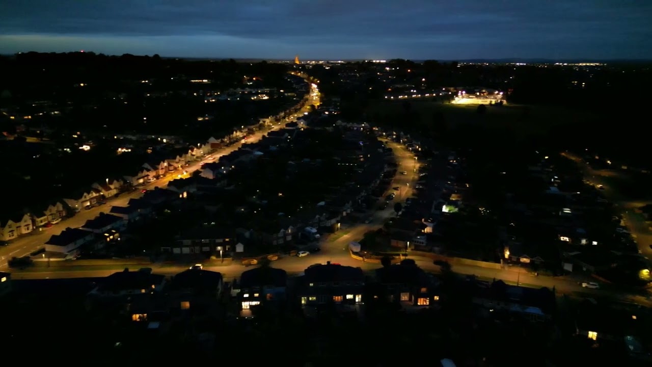Fantastic views night time over old town Swindon