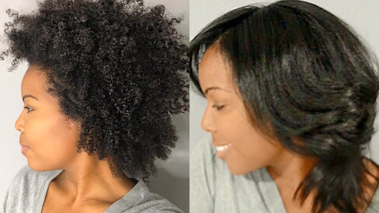 How To: Straighten Natural Hair - Blow Out, Straighten, Trim, and Silk Wrap
