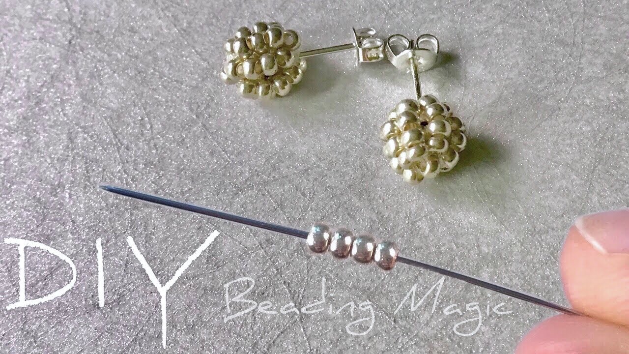 Beaded Ball Earrings Tutorial: How to Make Beaded Stud Earrings