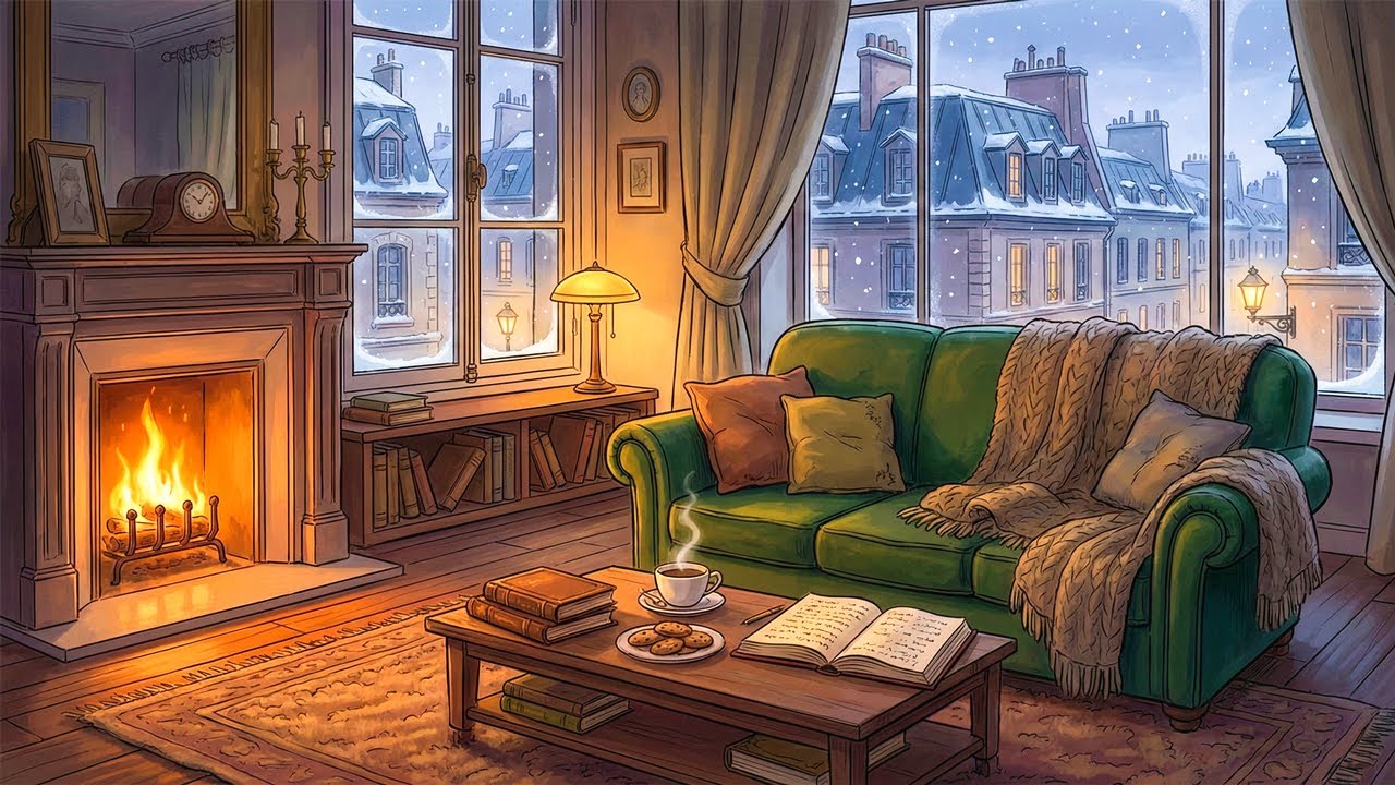 Vintage Jazz in a Cozy London Apartment on a Snowy 1950s Night | Warm Ambience to Relax