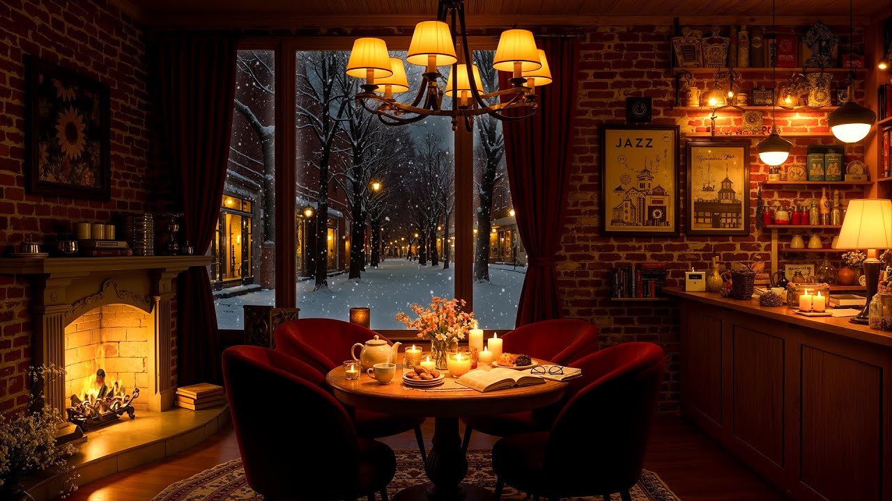 Jazz Relaxing Music ~ Cozy Winter Coffee Shop with Smooth Jazz Instrumental Music for Work and Study