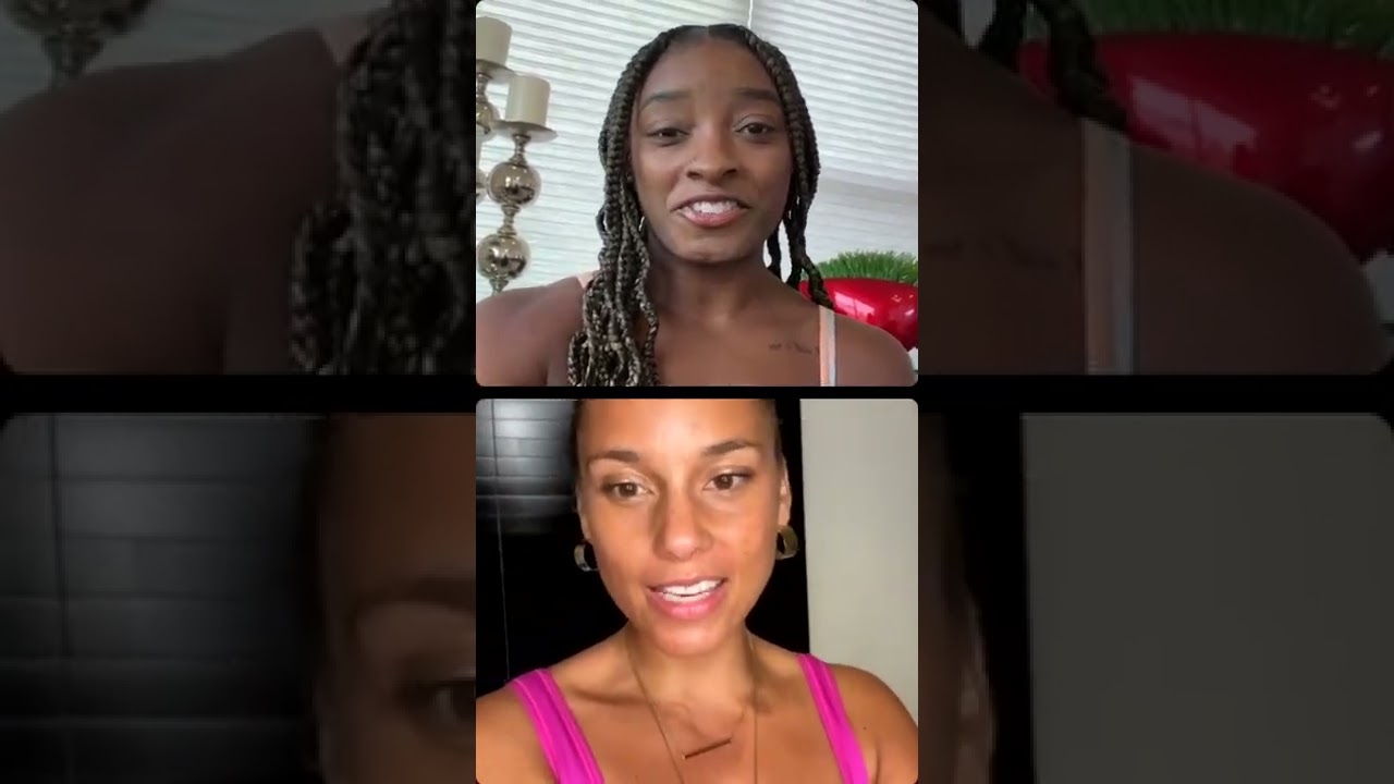 Simone Biles an American Gymnast in an Instagram Live with Two of her friends