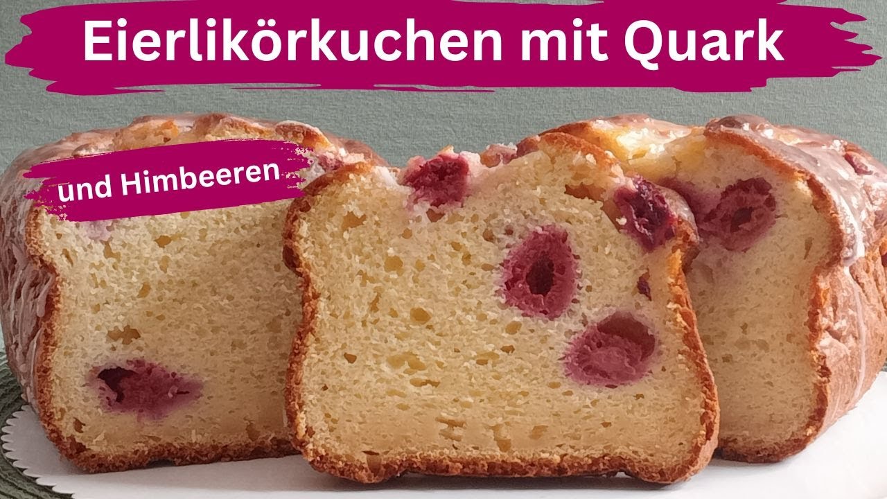 Eierlikörkuchen mit Quark und Himbeeren