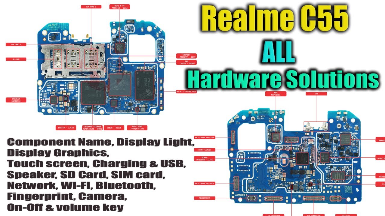 Realme C55 All Hardware Solutions | Realme C55 Display Light, Graphics, Charging, Mic, Jumper Ways