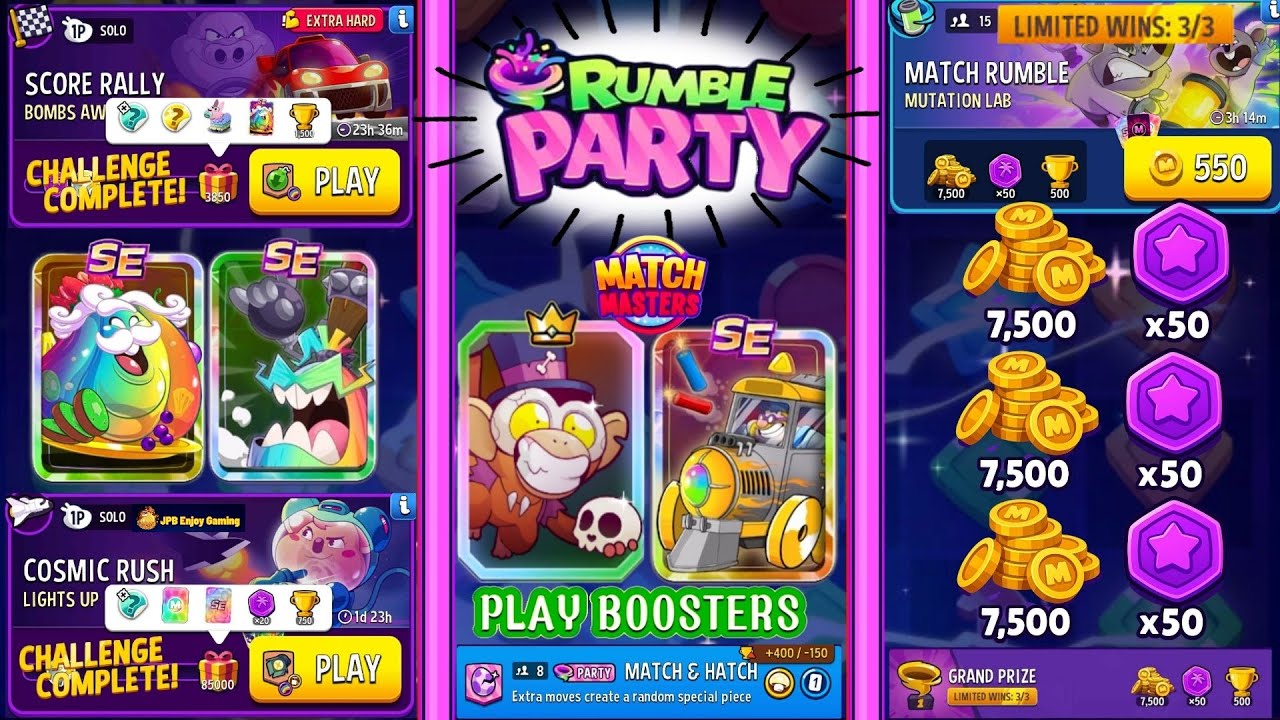 (2 Solo+PARTY+1 MATCH RUMBLE) (EXTRA HARD) Bombs Away+Rainbow 🌈/ Lights Up+Blow'Em Up+Rainbow 🌈