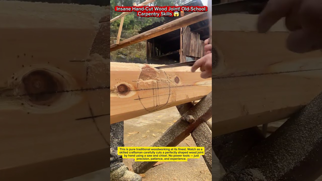 Insane Hand-Cut Wood Joint! Old-School Carpentry Skills 😱🪵