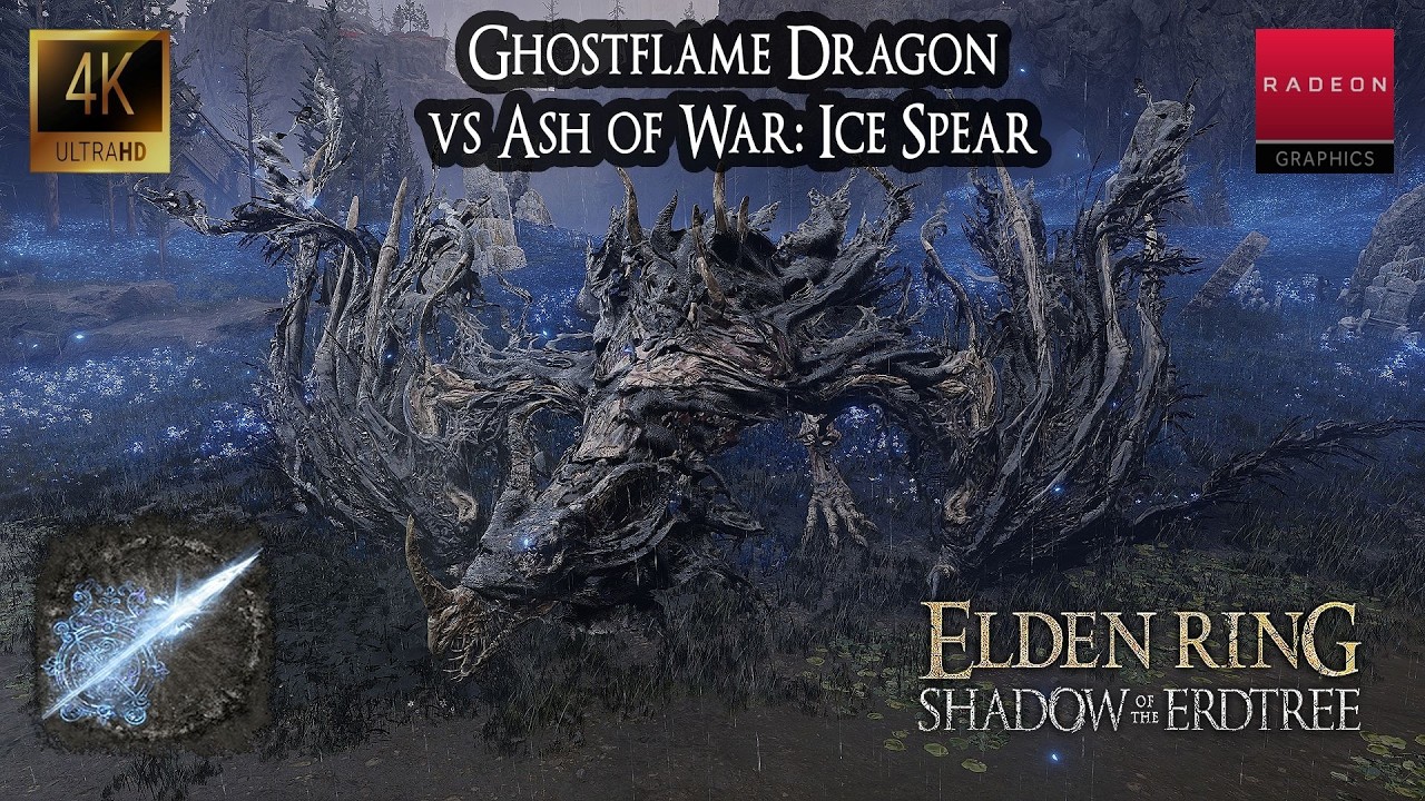 Elden Ring: Shadow of the Erdtree DLC - Ghostflame Dragon  vs Ash of War: Ice Spear #eldenring