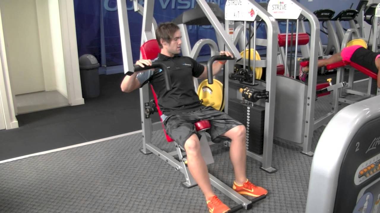 strive chest press demonstration at New Dimensions Health Club