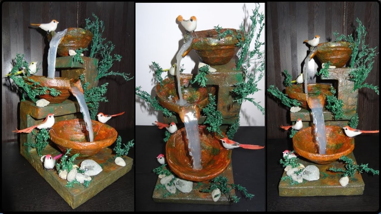 Home Decor:  DIY Tabletop Hot Glue Waterfall Fountain Showpiece | Handmade Newspaper Crafts