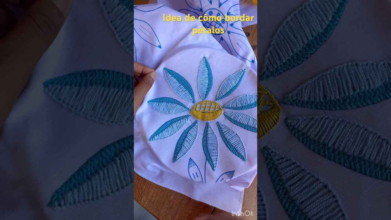 Idea de c&oacute;mo bordar p&eacute;talos #bordado