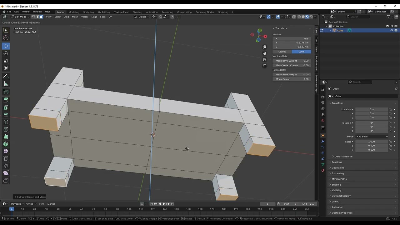Blenderla İlk Ders - Temel Navigasyon ve Küp ile Mobilya Modelleme (Koltuk, Berjer, Sehpa)